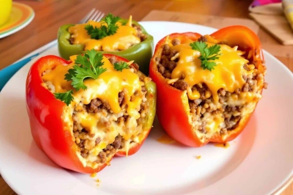 Cheesy Beef Stuffed Peppers