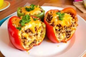 Cheesy Beef Stuffed Peppers