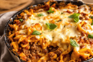 Cheesy Beef Tortellini Bake