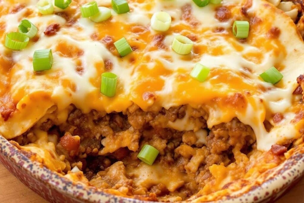 Cheesy Beef Tortilla Bake