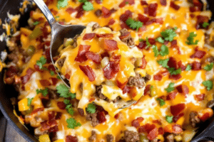 Cheesy Beef and Bacon Skillet