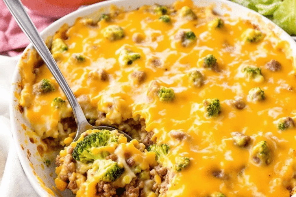 Cheesy Beef and Broccoli Bake