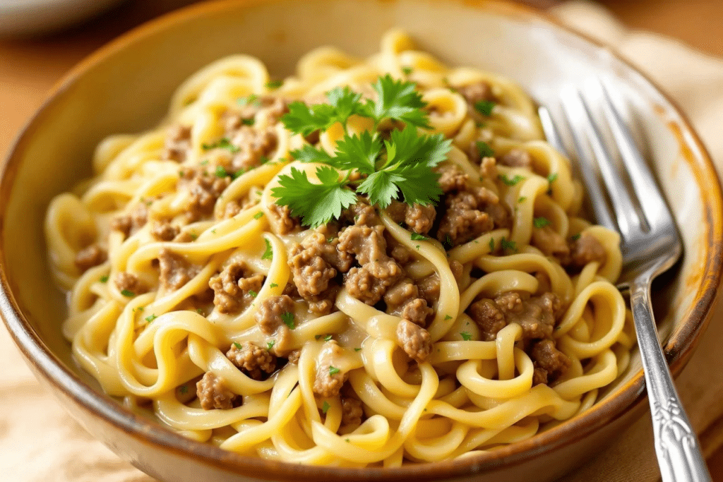 Creamy Beef Herb Noodles