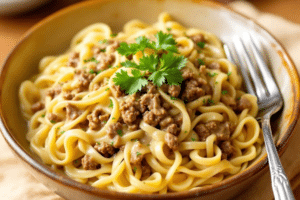 Creamy Beef Herb Noodles