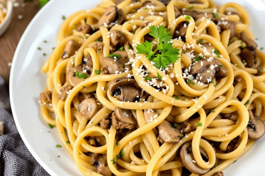 Creamy Beef Mushroom Pasta