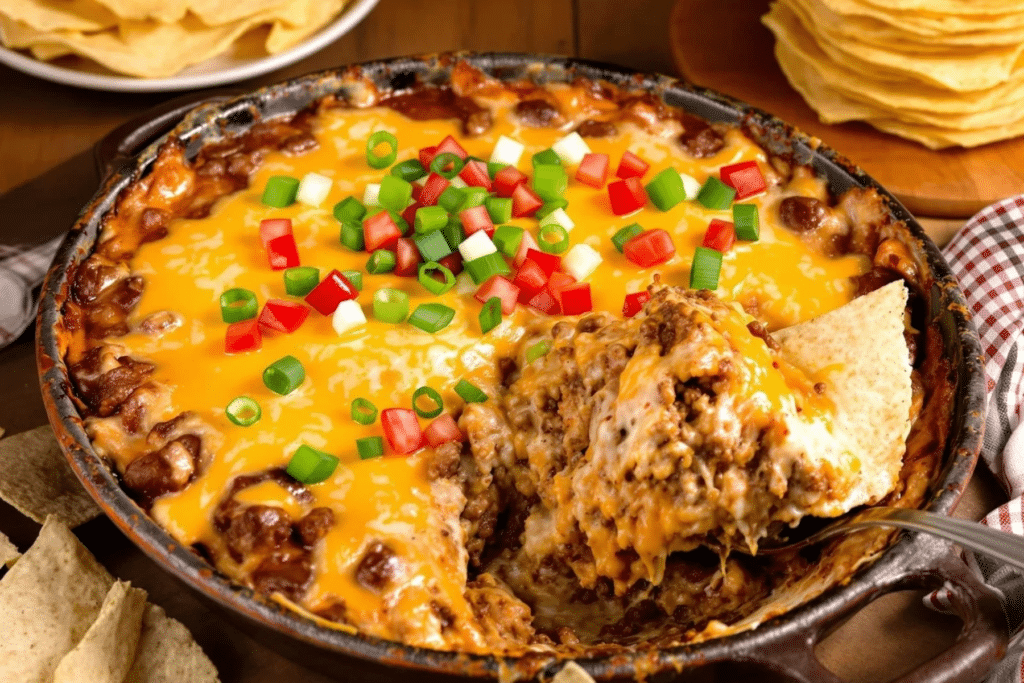 Creamy Beef Taco Dip Bake