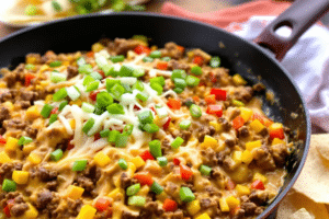 Creamy Beef Taco Skillet