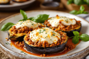 Easy Beef Stuffed Eggplant