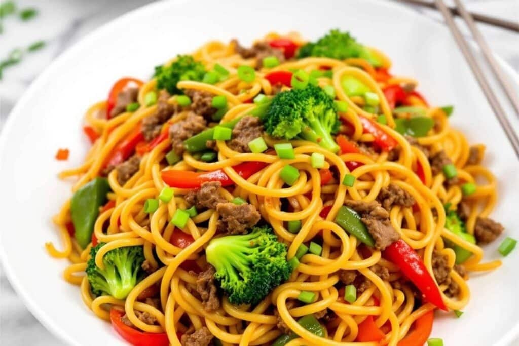 Garlic Beef Noodle Stir Fry