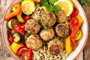 Garlic Herb Turkey Meatball Bowl