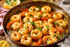 Garlic Lemon Roasted Shrimp Skillet