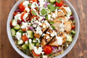 Greek Chicken Gyro Bowl with Tzatziki
