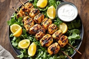 Greek Chicken Souvlaki with Tzatziki Sauce