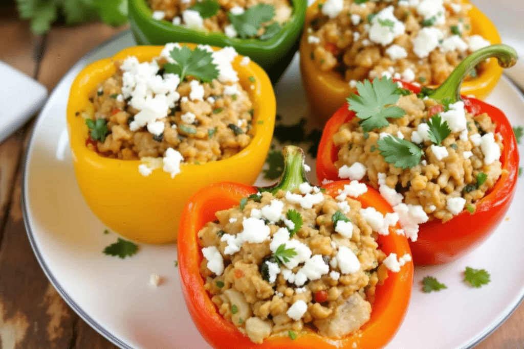 Greek Style Chicken Stuffed Peppers