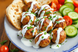 Greek Turkey Meatballs with Tzatziki