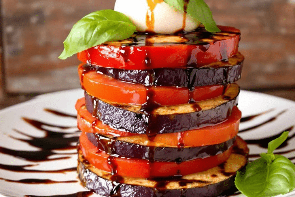 Grilled Eggplant and Tomato Stack