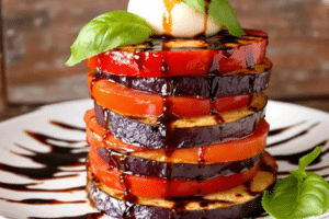 Grilled Eggplant and Tomato Stack
