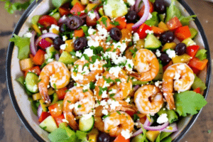 Grilled Shrimp Greek Salad