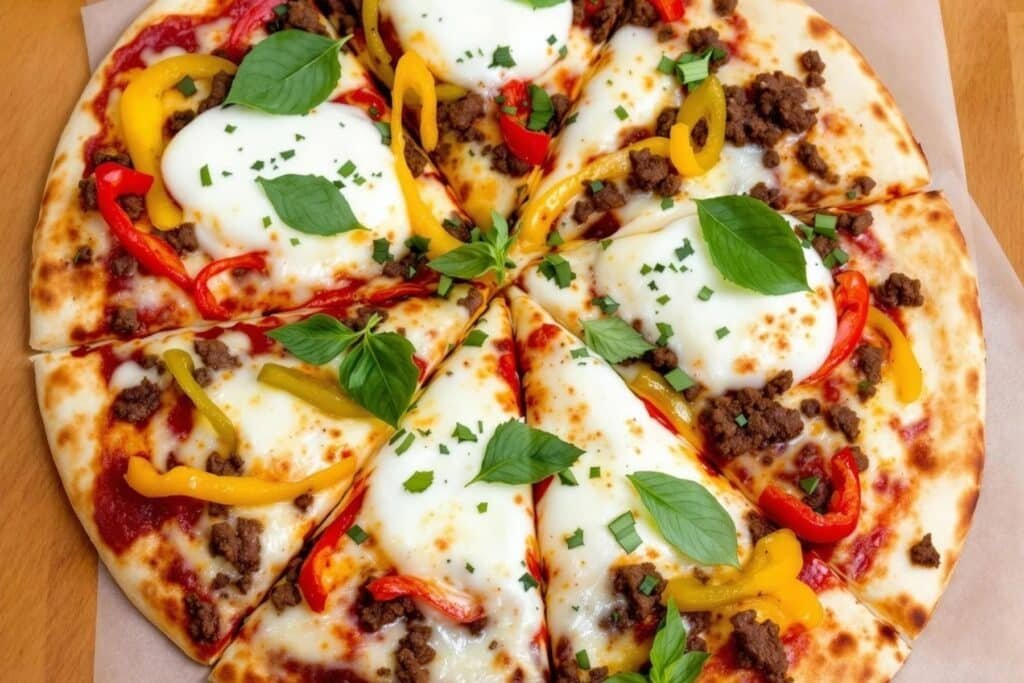 Ground Beef Flatbread Pizza