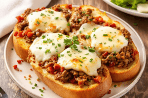 Ground Beef Garlic Bread Bake