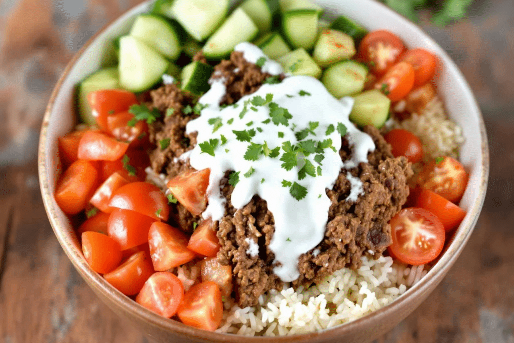 Ground Beef Gyro Bowls
