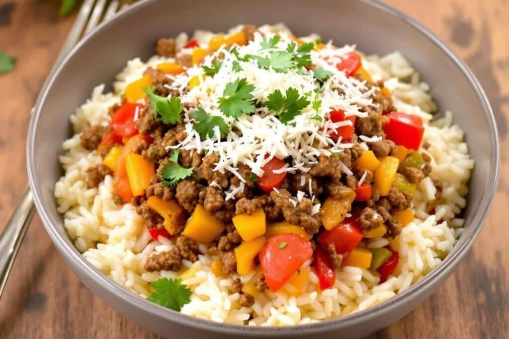 Ground Beef Italian Rice Bowl