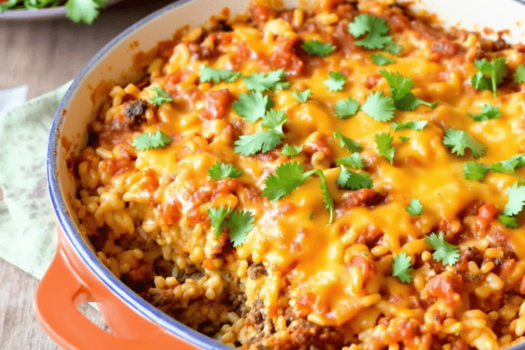 Ground Beef Mexican Rice Bake