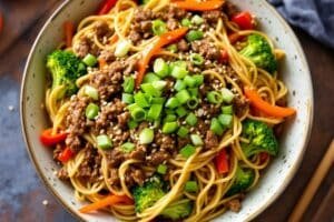 Ground Beef Ramen Stir Fry