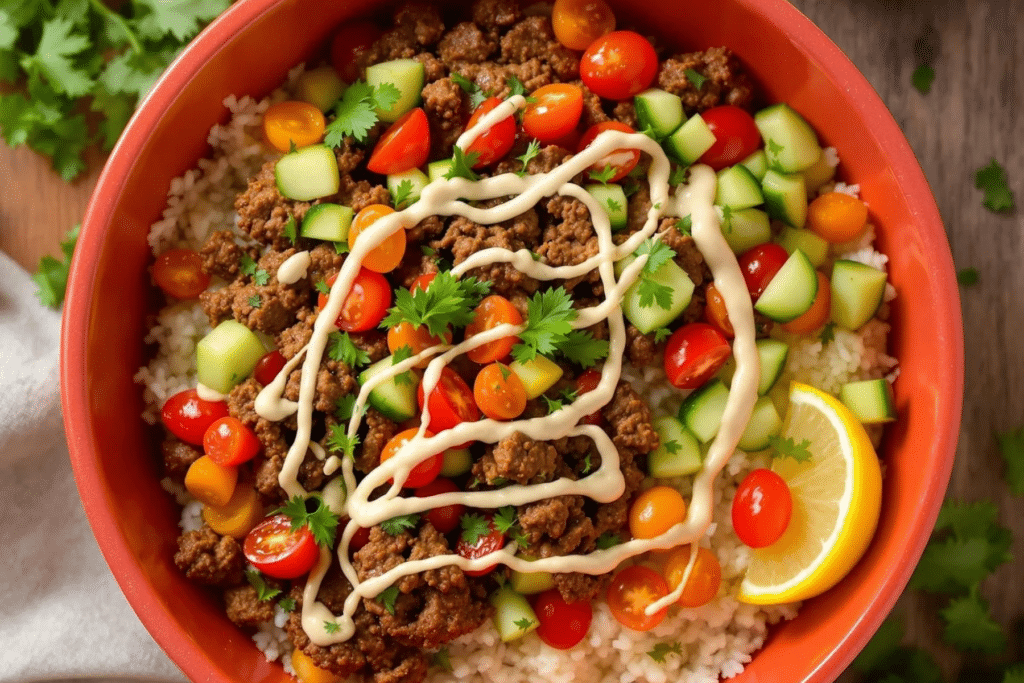 Ground Beef Shawarma Bowls