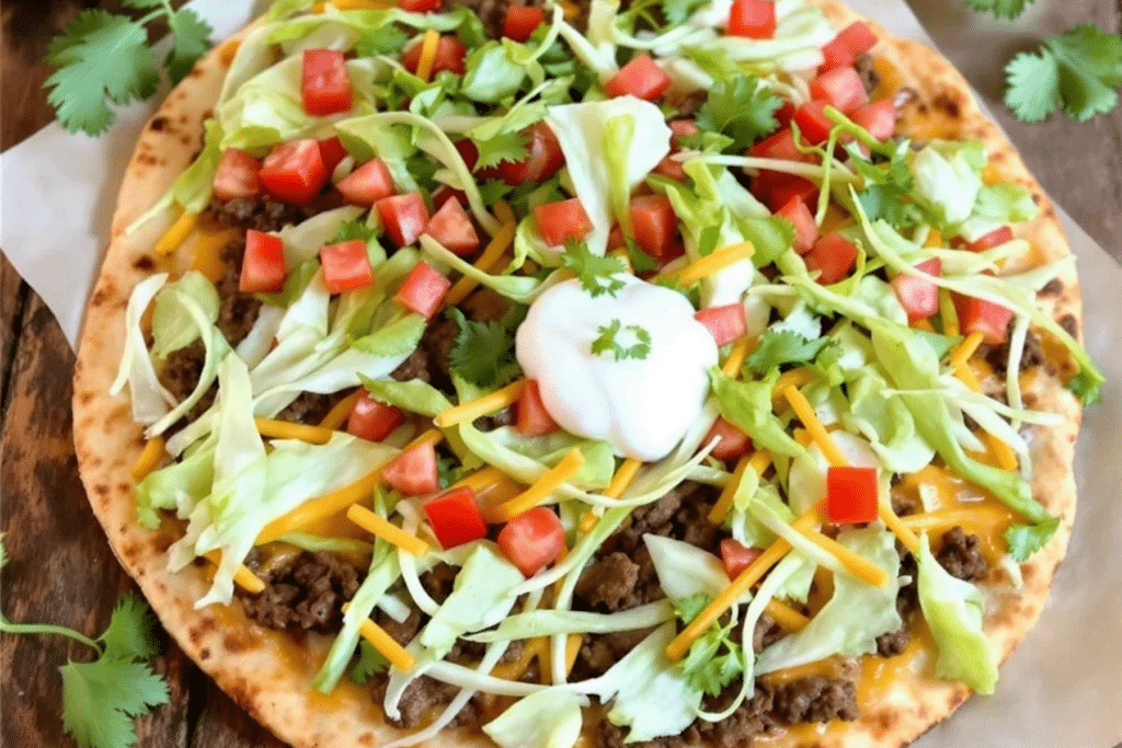 Ground Beef Taco Flatbread