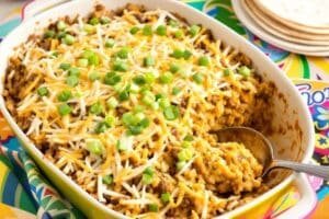 Ground Beef Taco Rice Bake