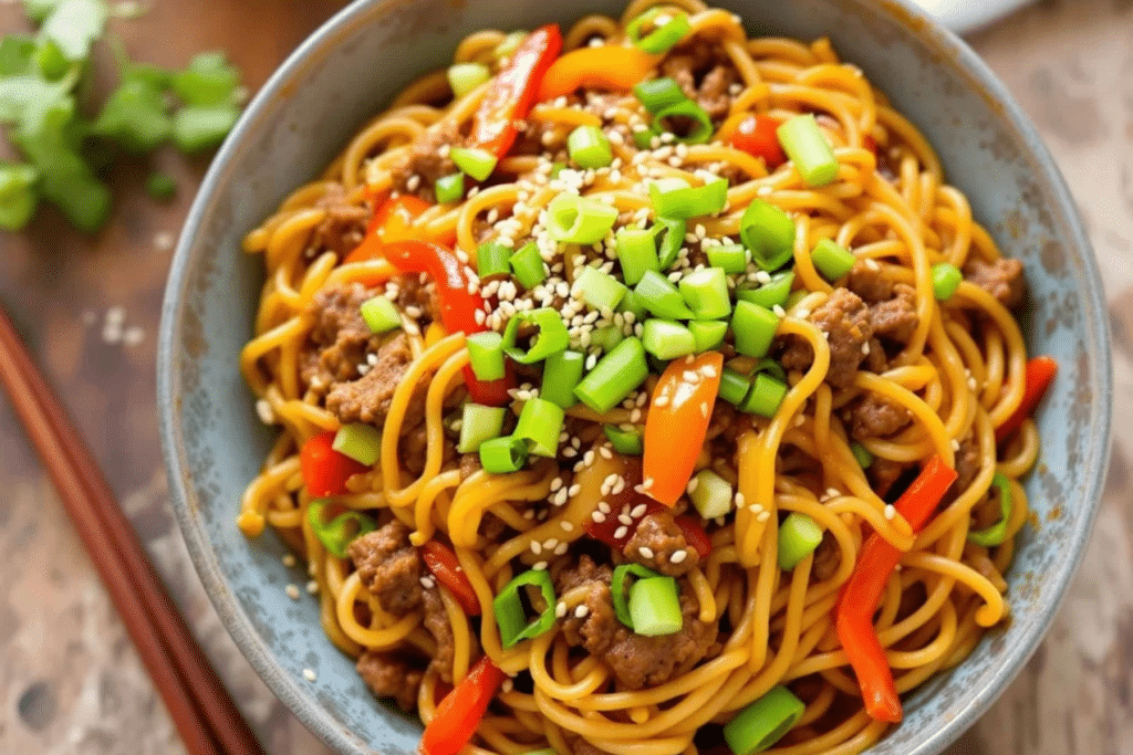 Ground Beef Teriyaki Noodles