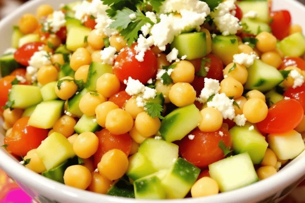 Lemon Chickpea Cucumber Salad
