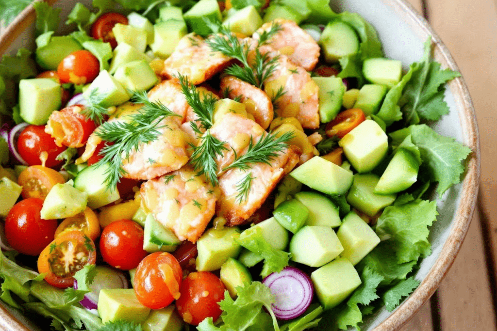 Lemon Dill Salmon Salad Bowl