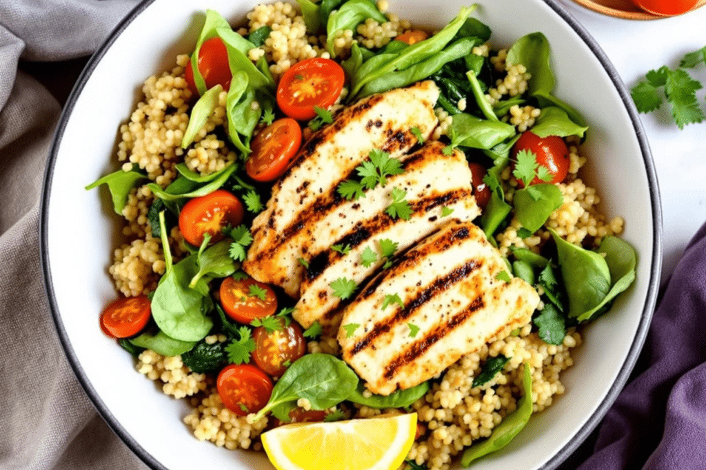 Lemon Garlic Chicken and Quinoa Bowl