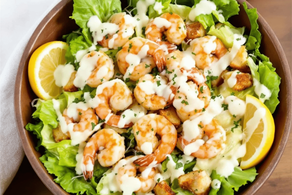 Lemon Garlic Shrimp Caesar Salad