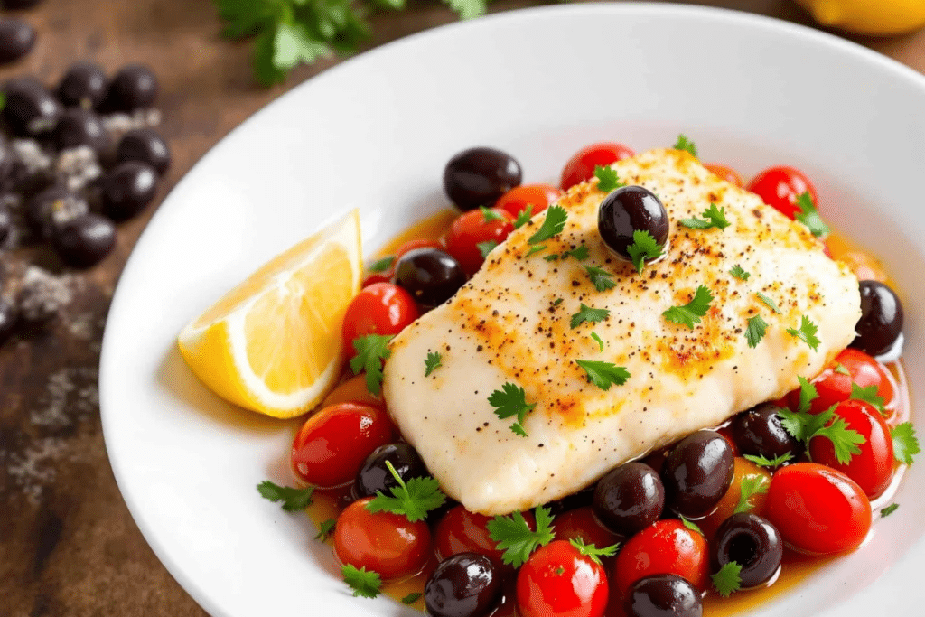 Mediterranean Baked Cod with Tomatoes