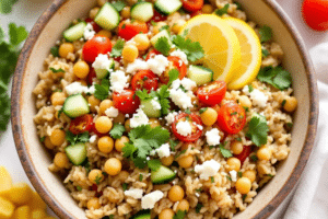 Mediterranean Brown Rice and Chickpea Bowl