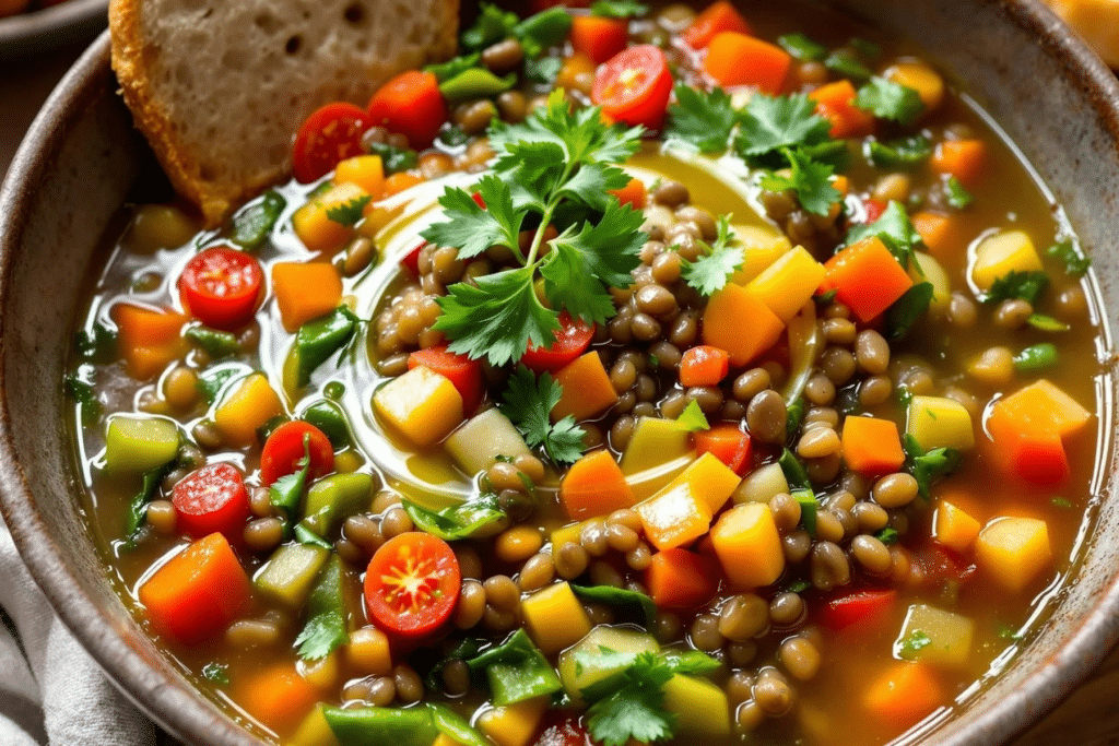 Mediterranean Lentil Soup with Vegetables