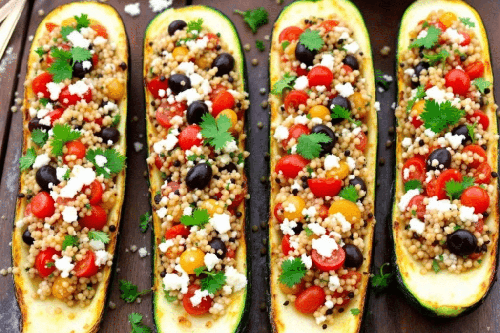 Mediterranean Quinoa Stuffed Zucchini