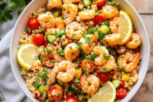 Mediterranean Shrimp and Couscous Bowl
