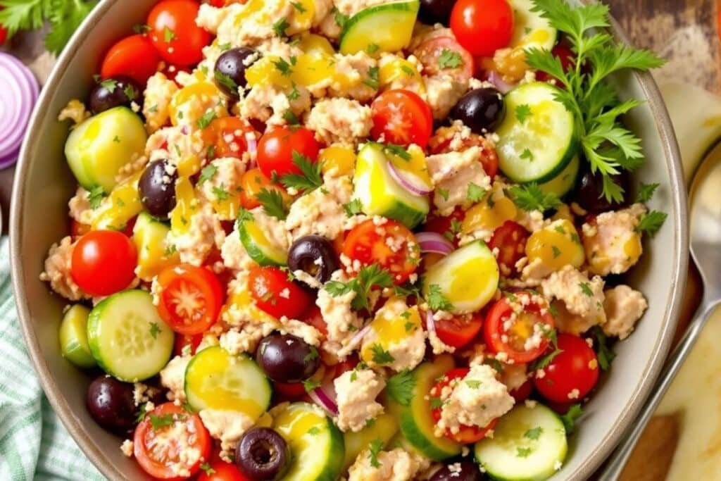 Mediterranean Tuna Salad with Olive Oil Dressing
