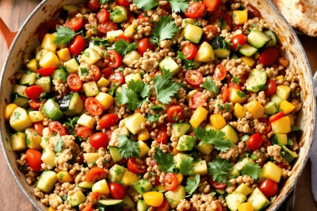 Mediterranean Turkey and Veggie Skillet