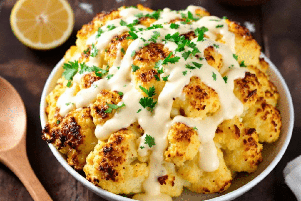 Roasted Cauliflower with Tahini Sauce