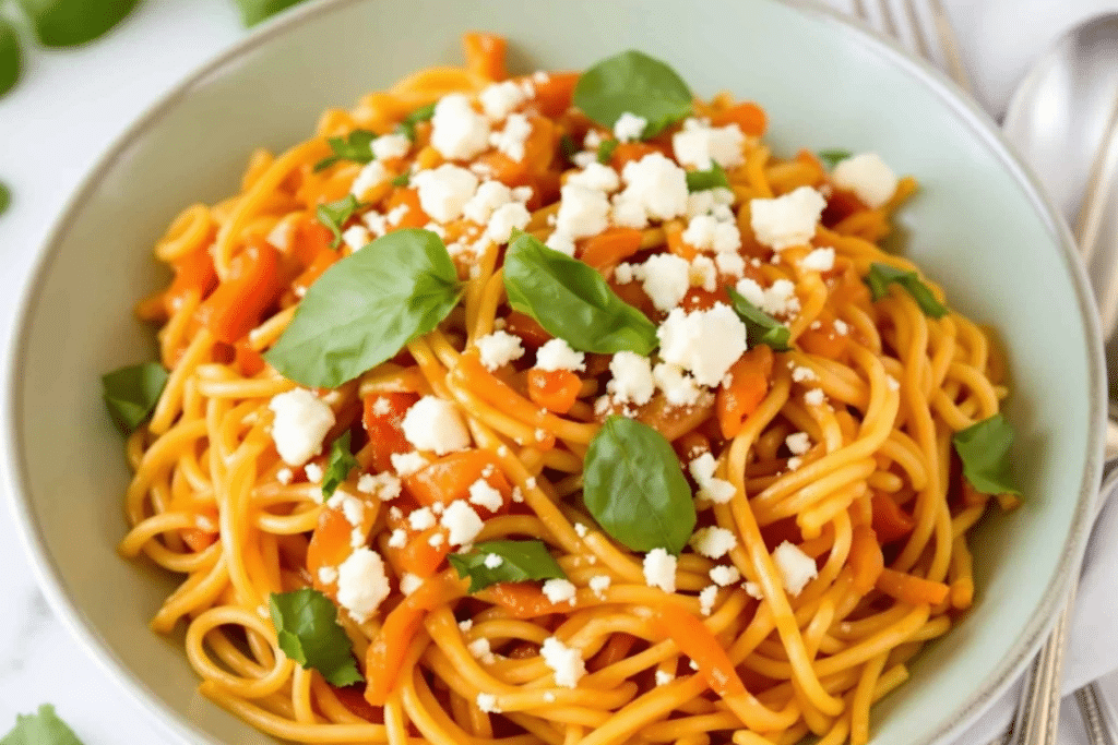 Roasted Red Pepper and Feta Pasta
