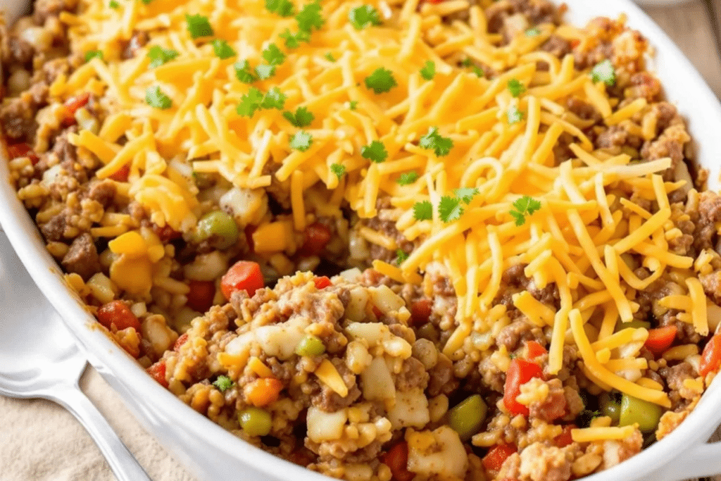 Savory Beef Rice Casserole