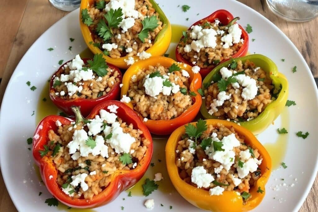 Stuffed Bell Peppers with Rice and Herbs
