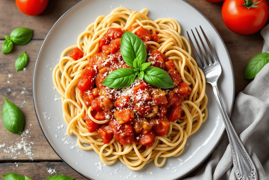 Tomato Basil Whole Wheat Pasta