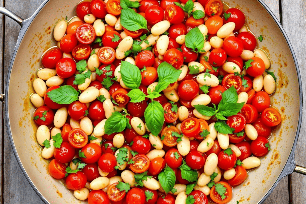 Tomato and White Bean Garlic Skillet