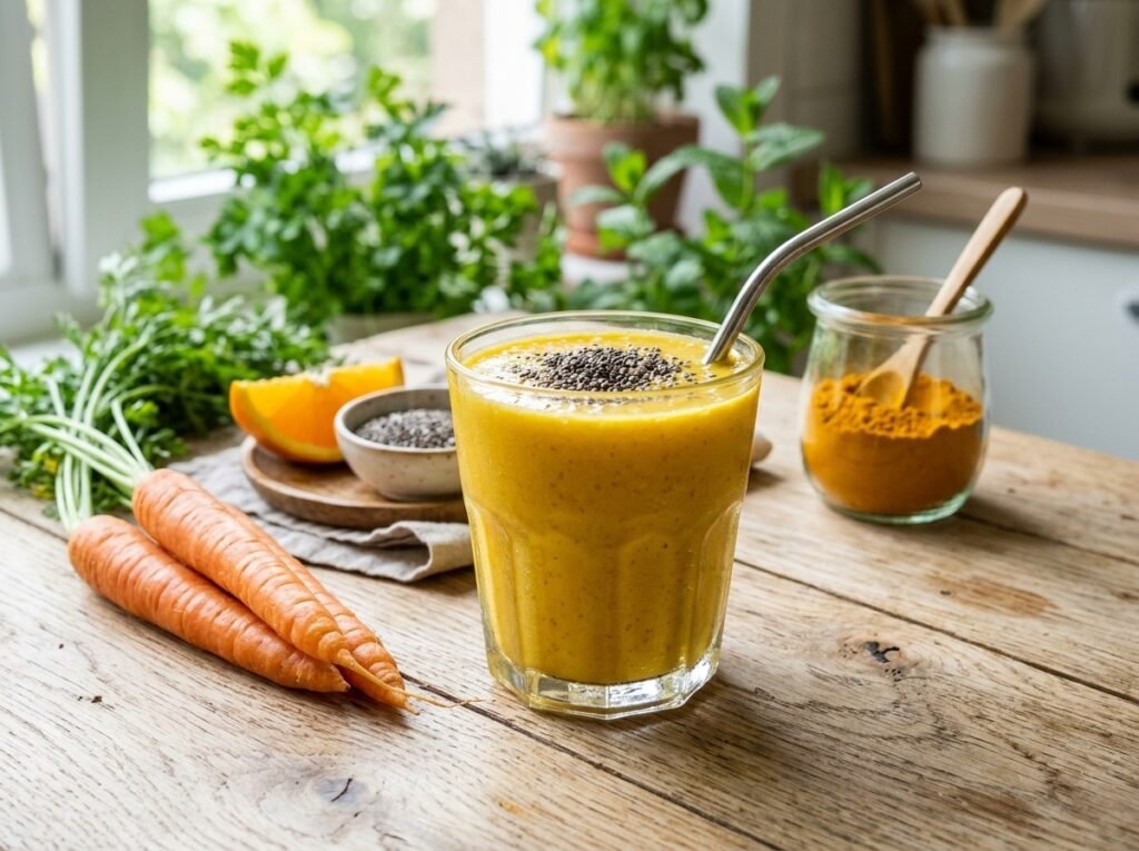 Golden Carrot Turmeric Detox Smoothie With Warm Flavor